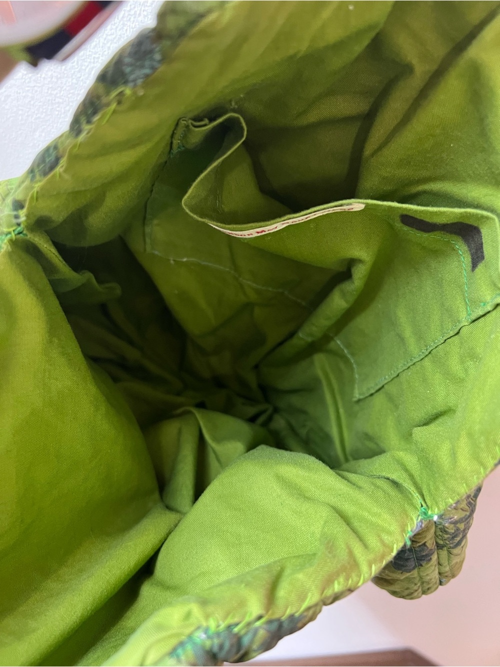 Handmade Quilted Green Floral Tote Bag - London May Court Club - Picture 6 of 12